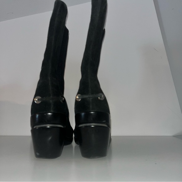 Women's Cole Haan Air Mid Calf Boots Shoes Size 10B Black Suede Wedge Stretch - Picture 4 of 6